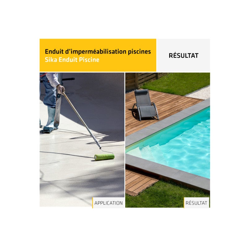 Complément d'imperméabilisation pour piscine SIKA Enduit Piscine - Blanc écume - Kit 18,48kg - 5