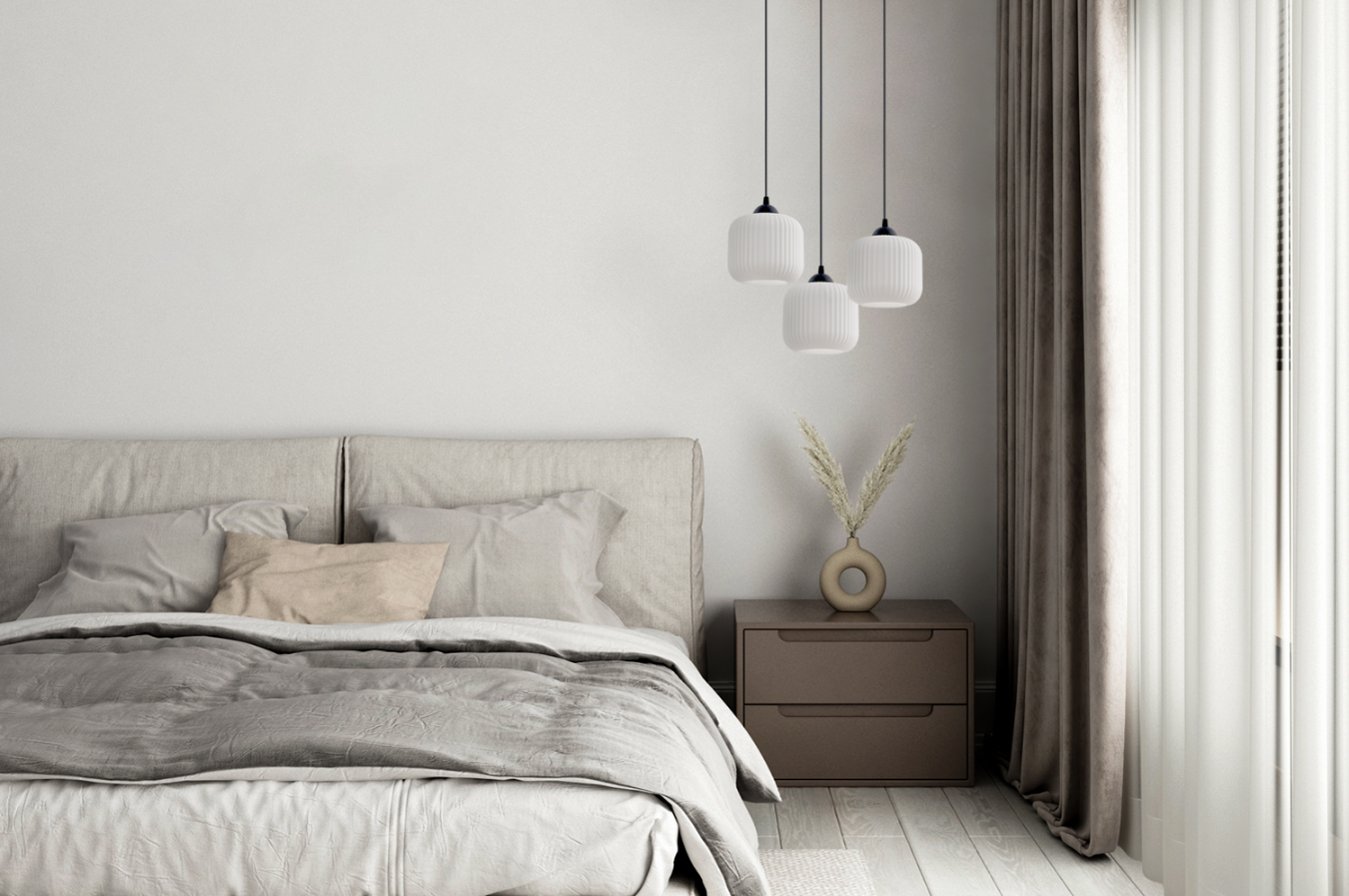 Lampa sufitowa wisząca Riffle loft 3xE27 klosz walec czarny/biały Light Home LH - 4