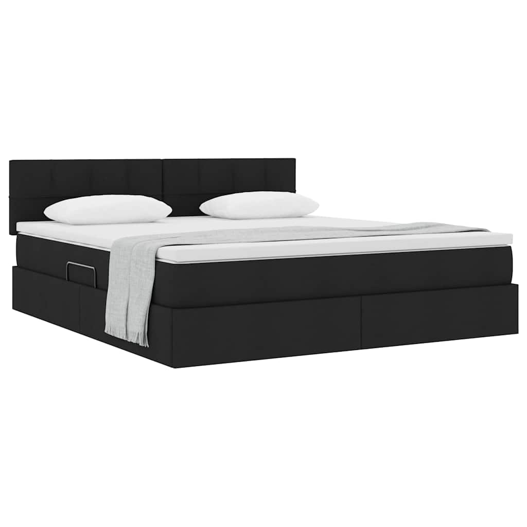 Lit avec rangement et matelas noir 180 x 200 cm en velours - 3