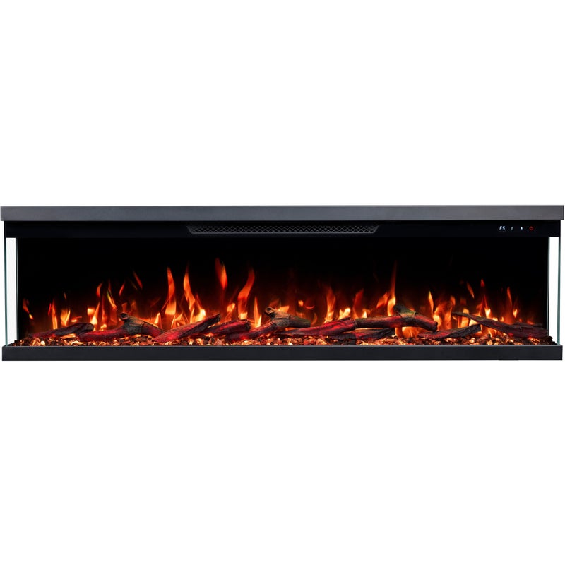 Trójstronny kominek elektryczny Emotion Flame Unity 127 - ogień premium, na ścianę i do zabudowy - 127x19x36 cm - kominek LED z grzaniem 900/1800W