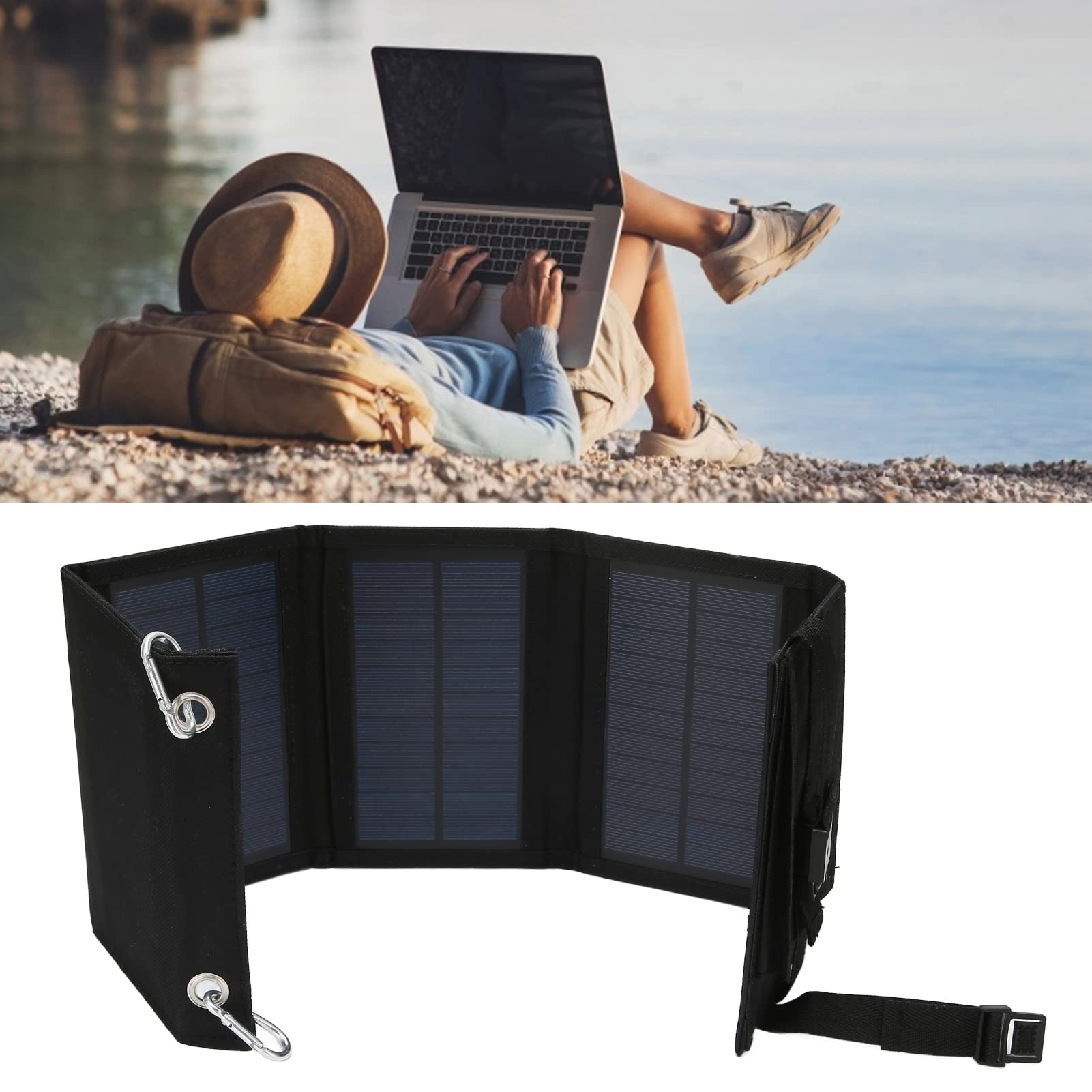 Pannelli solari pieghevoli da 10 W a 5 strati, portatili, ad alta efficienza di conversione, fonte di alimentazione in polisilicio, interfaccia di usc - 7