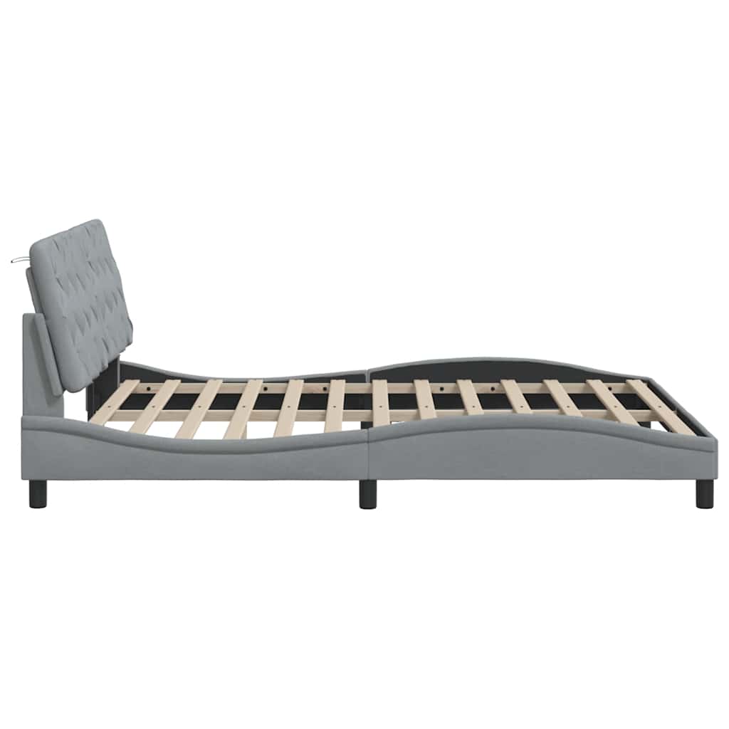 Cadre de lit sans matelas gris clair 160 x 200 cm en tissu - 8