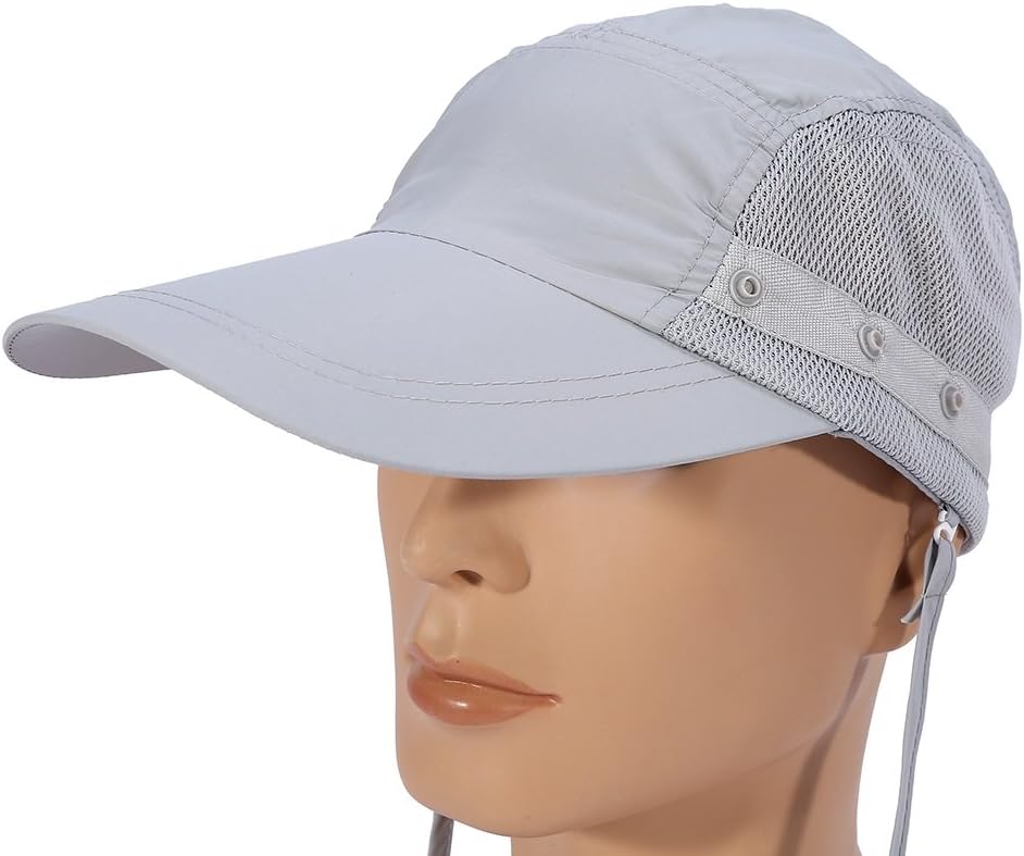 Chapeau Pare Soleil Amovible 3 en 1 Casquette Intégrale Anti UV Protection Complète Visage Cou Respirant Séchage Rapide pour l'Extérieur (Gris） - 4