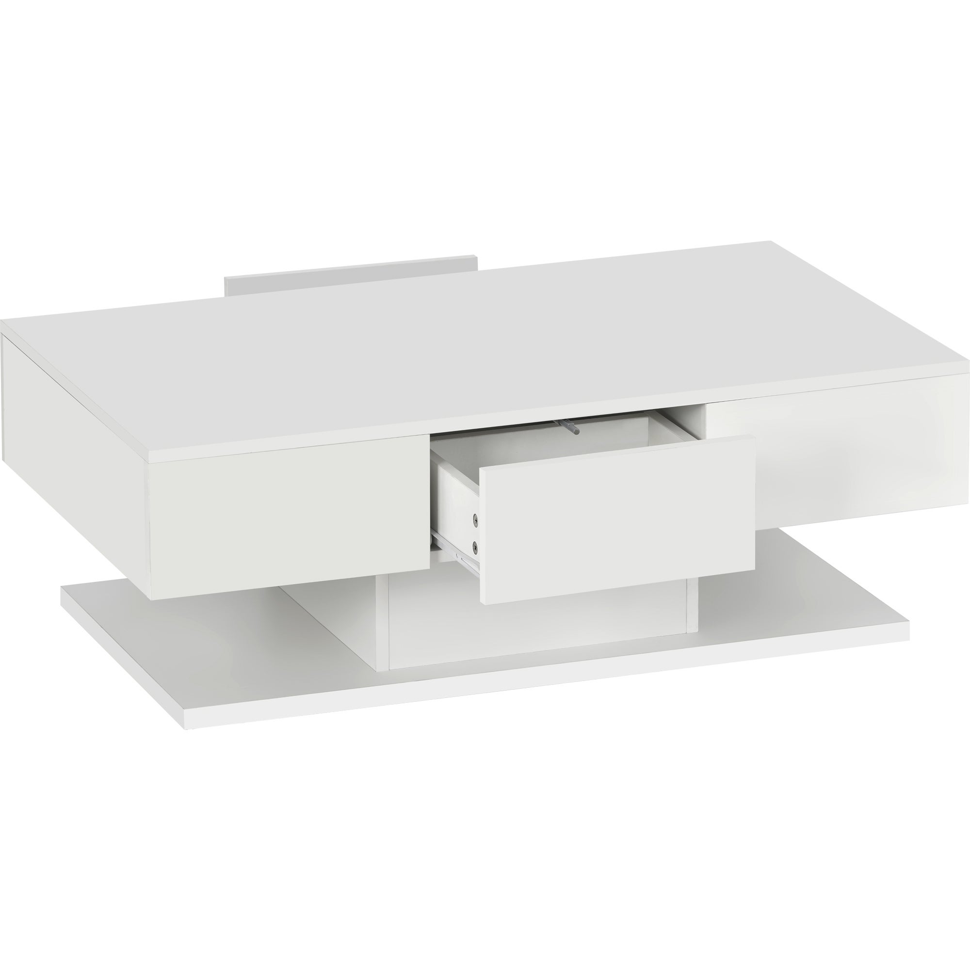 Table basse avec éclairage LED + 2 tiroirs - blanc - 6