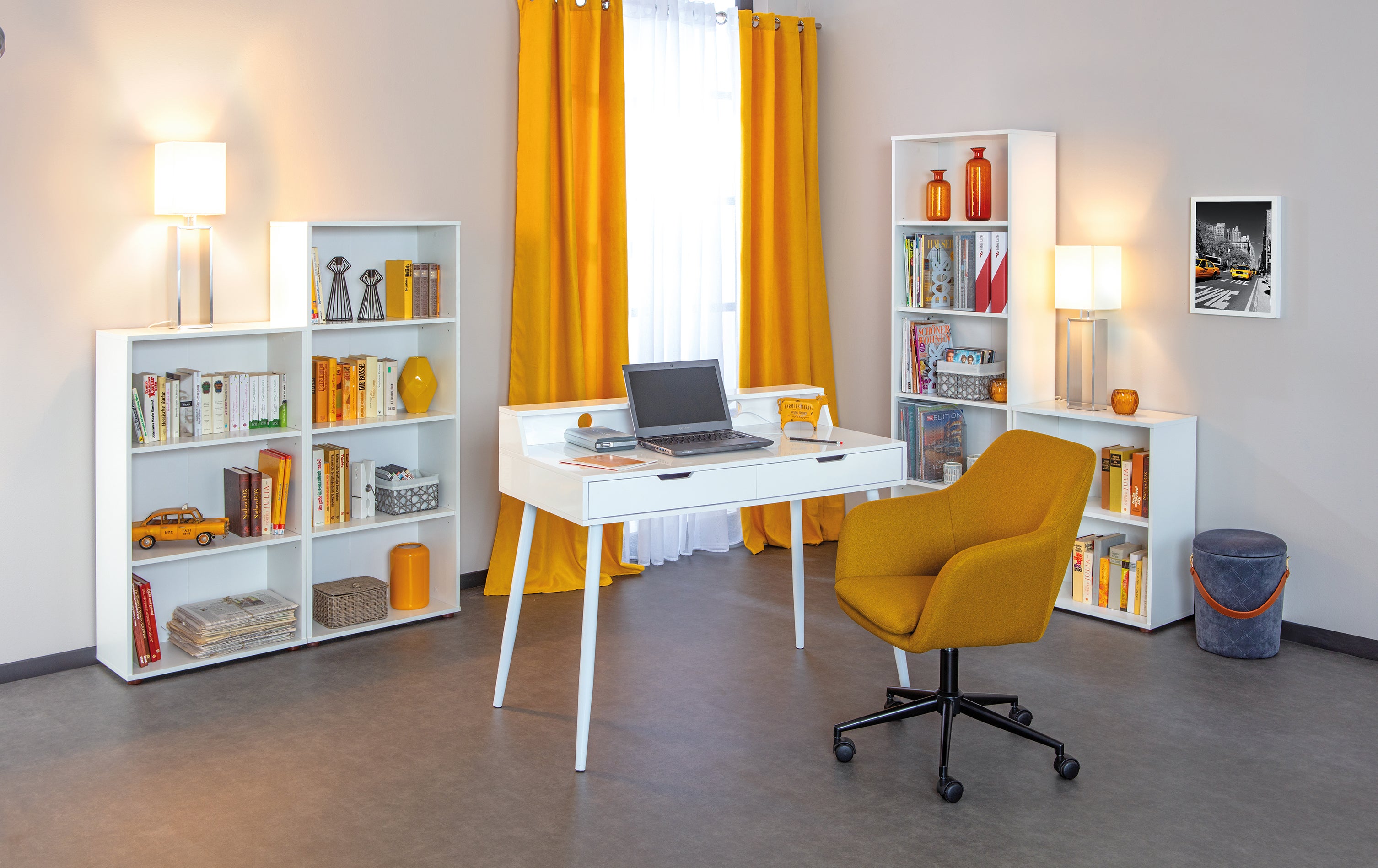 Bibliothèque pour Bureau en MDF Blanc H. 180 x l. 60.0 x P. 30.0 cm - 4