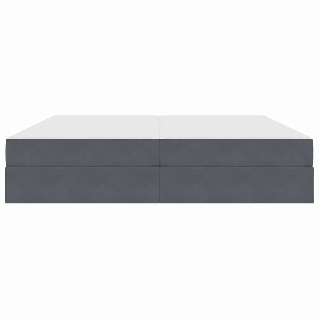 Lit avec rangement et matelas gris foncé 200 x 200 cm velours - 7