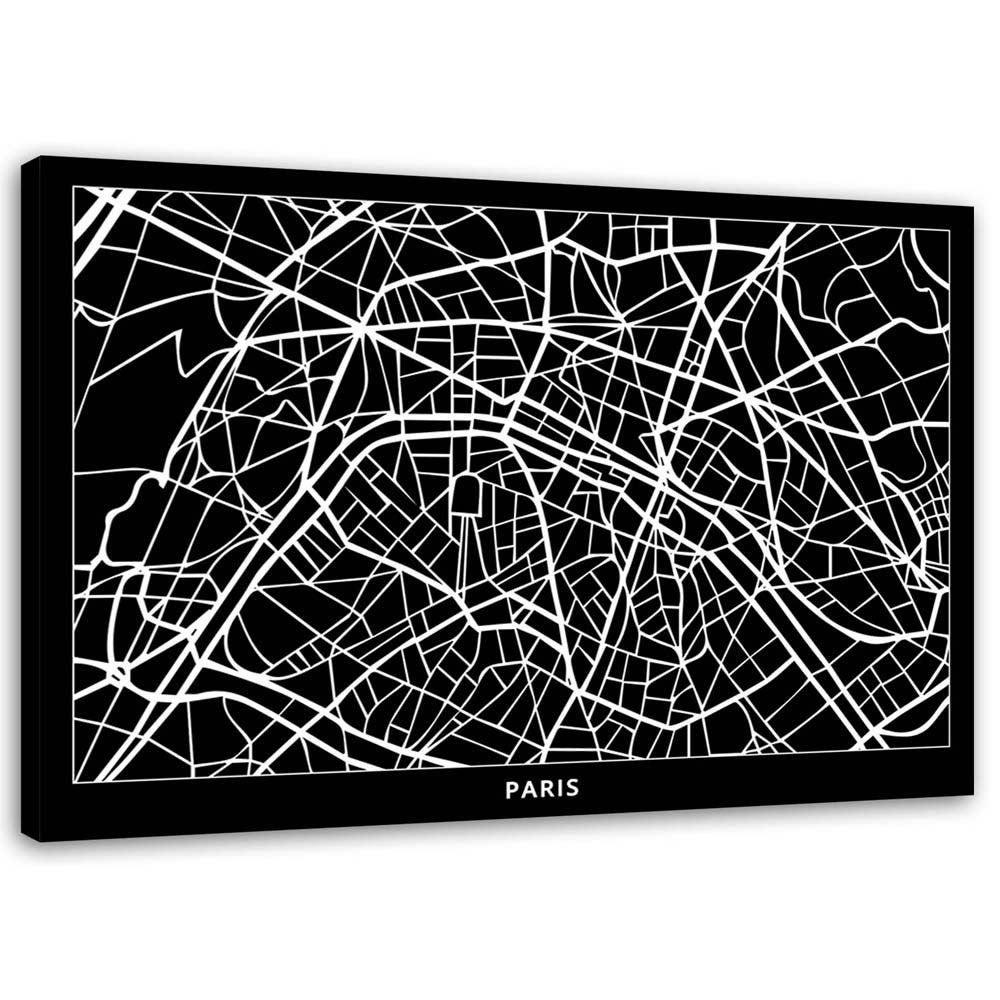 Obraz na płótnie, Plan Paryża ulice 100x70