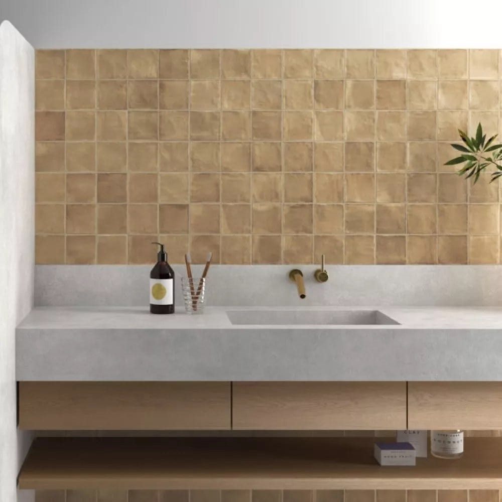 6m² Carrelage Mural Effet Zellige Marron Caramel Mat SABBIA 10x10 cm ...