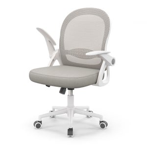 Chaise de Bureau-Rattantree Fauteuil de Bureau avec accoudoirs-Chaise Ergonomique en Maille Respirante-Hauteur Réglables-Bureau à Domicile-Gris