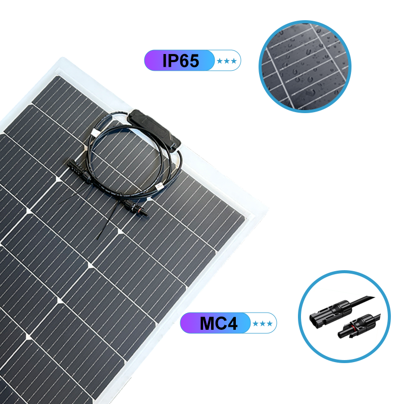 Pack de 5 panneaux solaires semi-flexibles 150W (1280x600x2 mm) pour camping-cars, piscines, abris, alimentant capteurs et caméras - 3