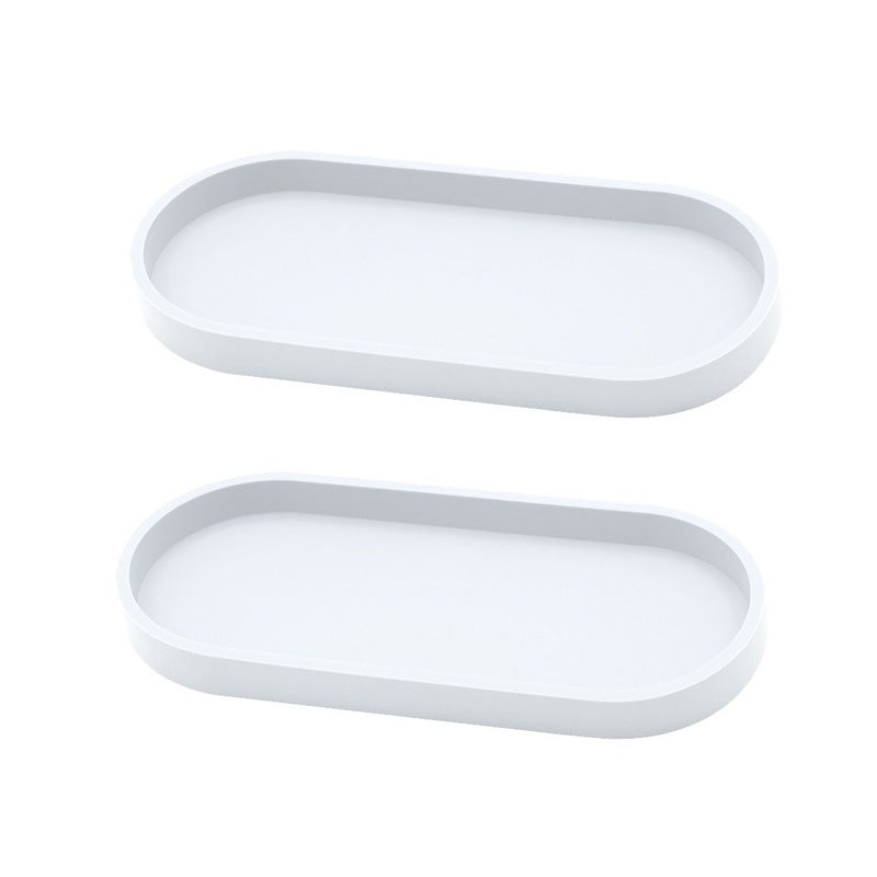 Taca dekoracyjna owalna, taca łazienkowa, taca toaletowa, 25*11*2 cm (biała, 2 sztuki)