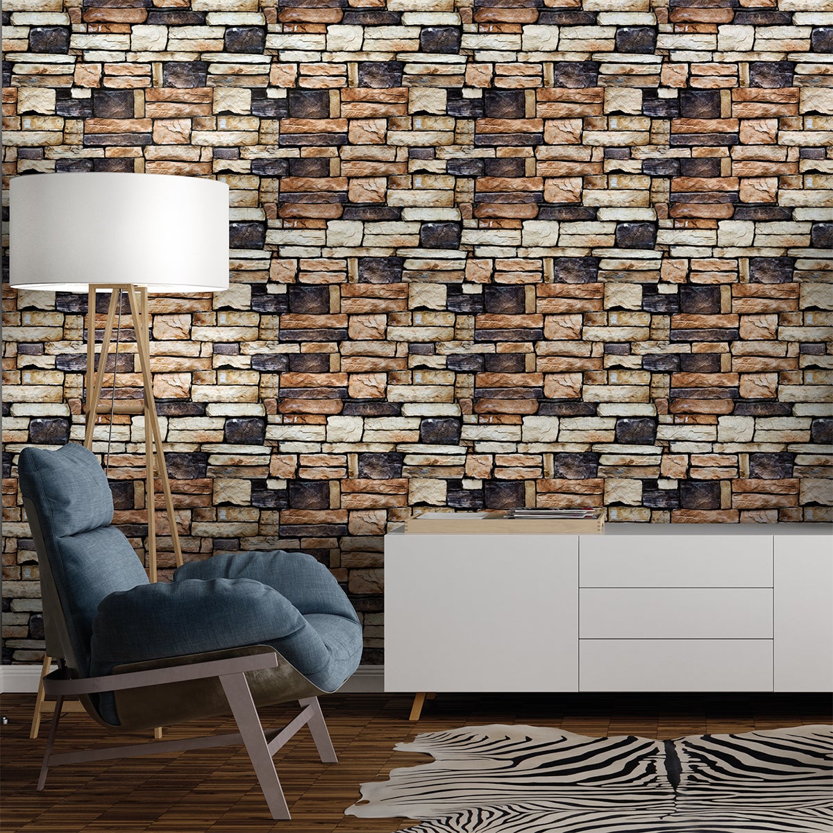 Vinilos piedras de nigeria - adhesivo de pared - revestimiento sticker mural decorativo - 60x60cm