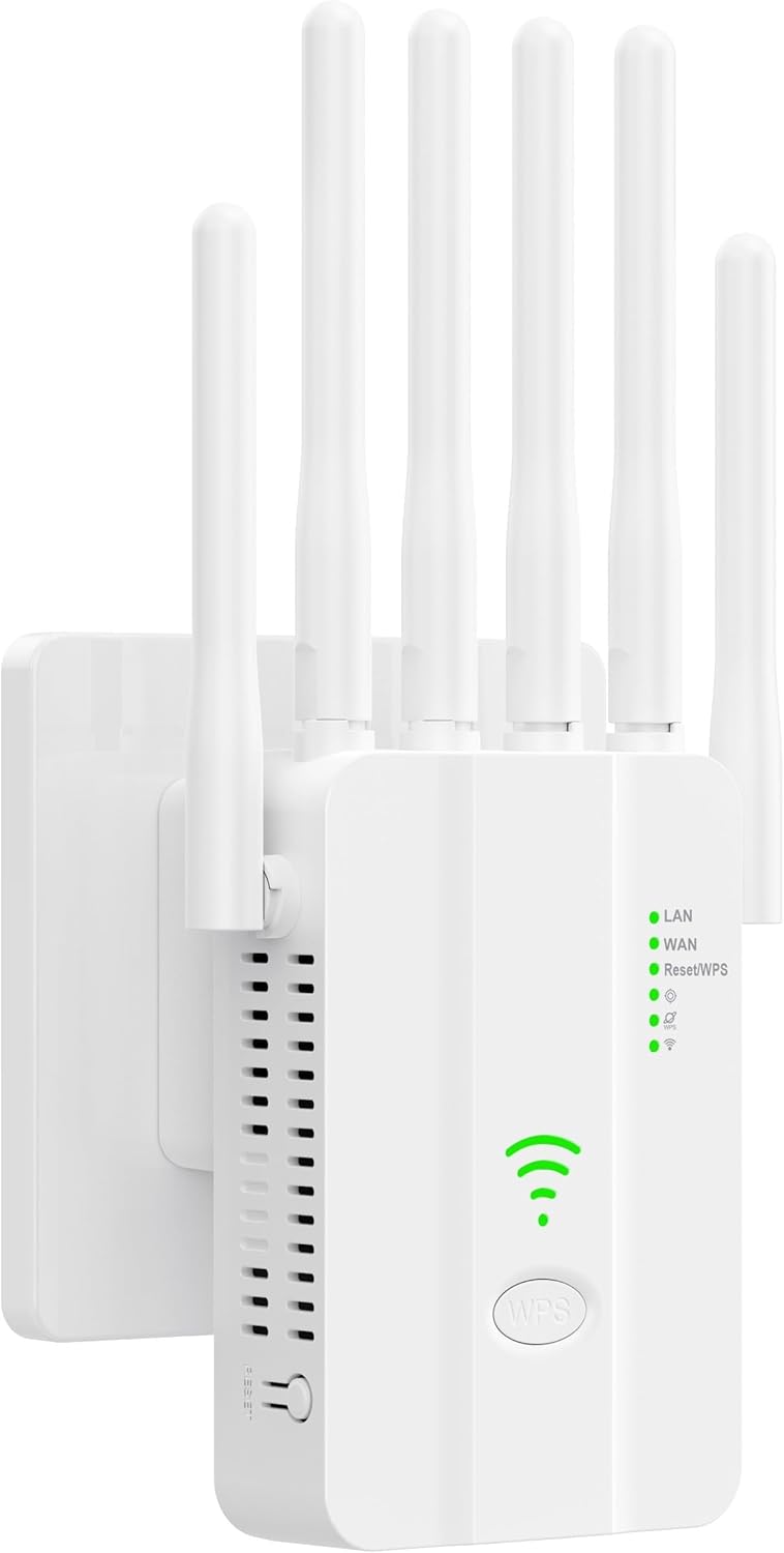 Wzmacniacz Wi-Fi jednopasmowy 2,4 GHz - 300 Mb/s, 6 anten, 2 porty LAN Gigabit, WPS jednym kliknięciem - Biały, do użytku wewnątrz/na zewnątrz