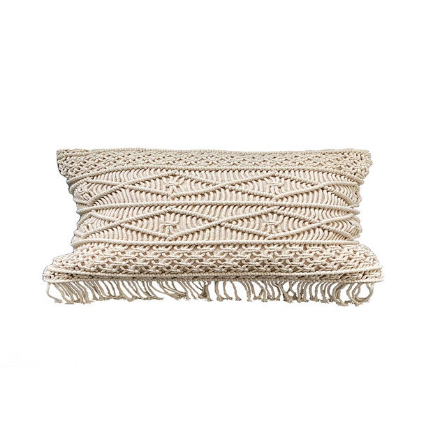 Funda de cojín de algodón macramé 30x50 Natural Leroy Merlin