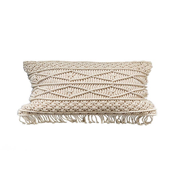 Funda de cojín de algodón macramé 30x50 Natural Leroy Merlin