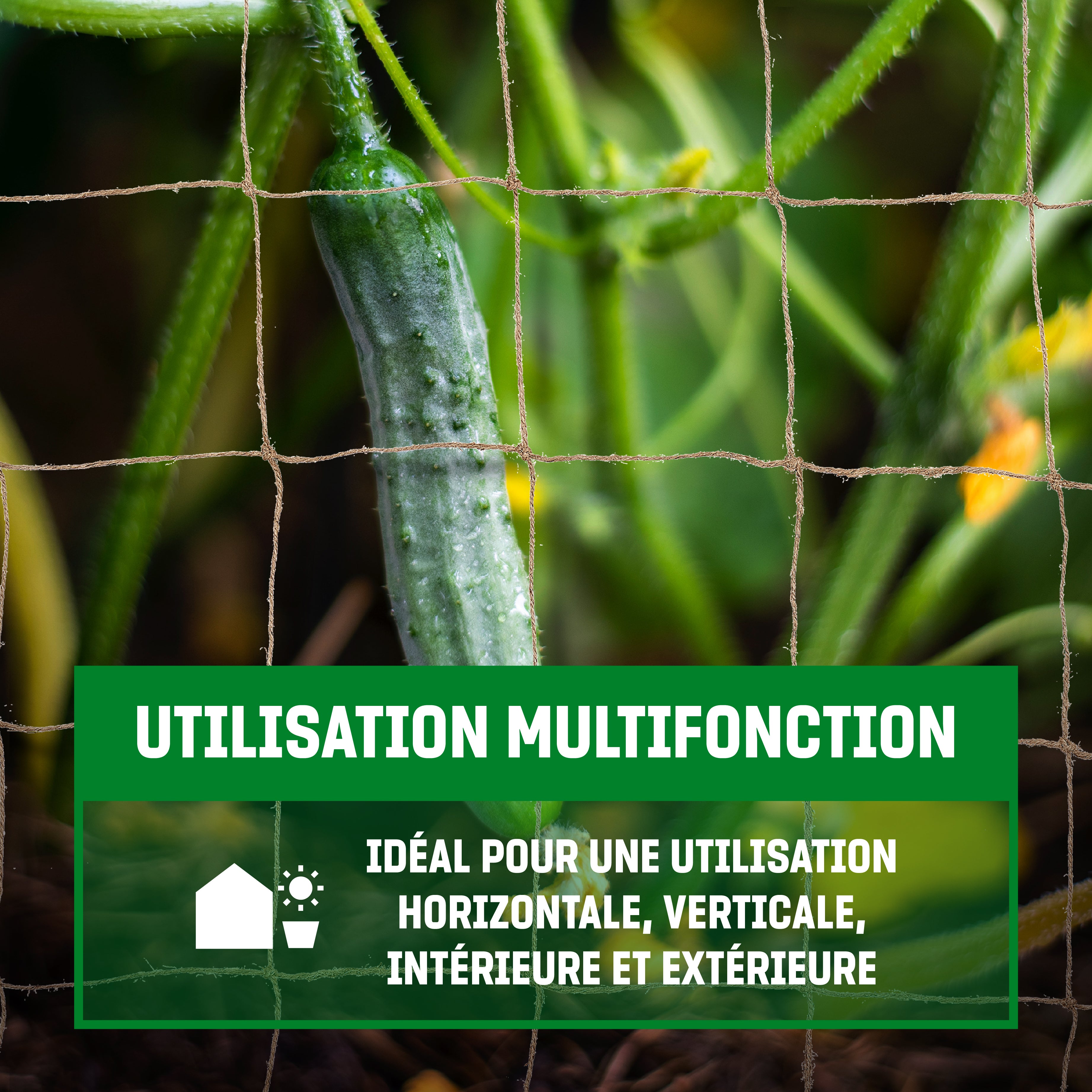 GardenGloss Filet de jute pour plantes grimpantes à grandes mailles - 100% Naturelle - Supports pour plantes grimpantes (2m x 2.5m) - 3