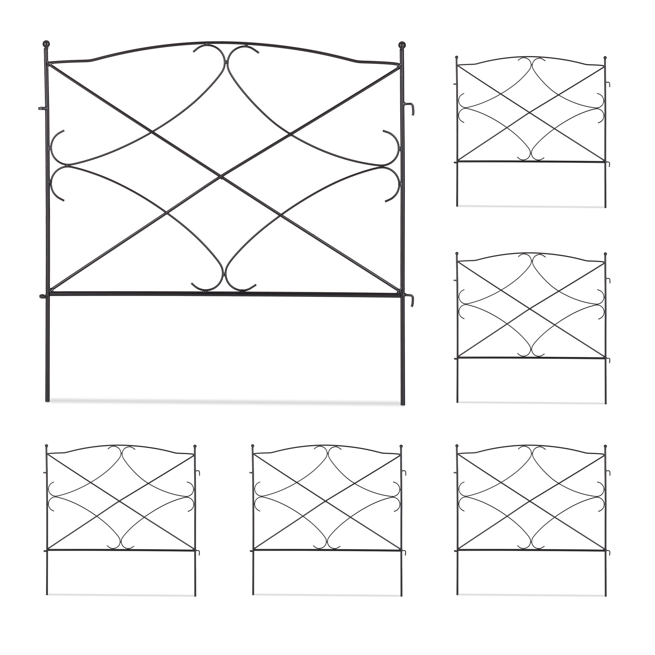 Recinzione Per Aiuole Relaxdays - Set 6 Pannelli Ferro Vintage, Nero, 40x54.5cm - Foto 12