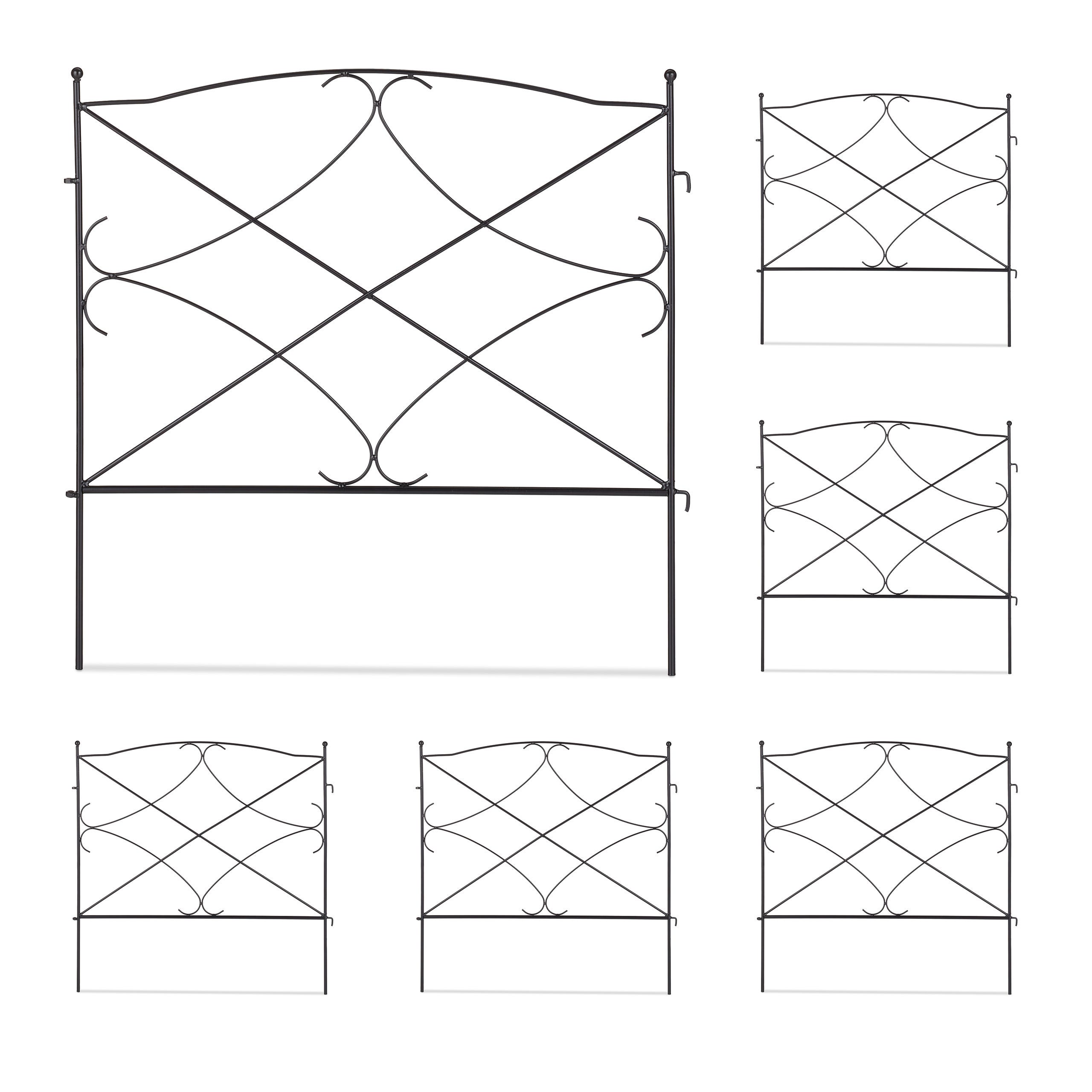 Recinzione Per Aiuole Relaxdays - Set 6 Pannelli Ferro Vintage, Nero, 40x54.5cm - Foto 12