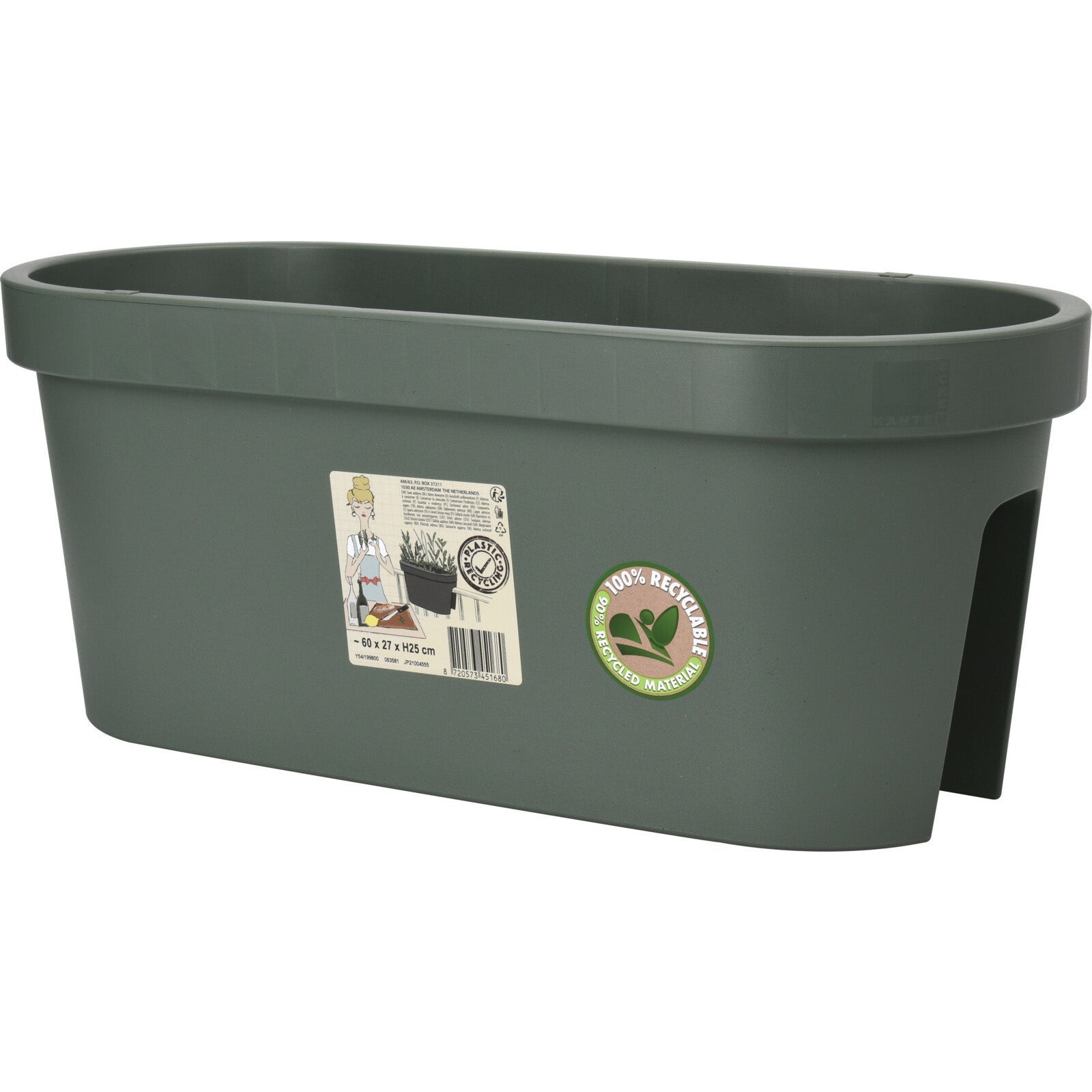 Tidyard Fioriera Rialzata In Acciaio Verde, Rettangolare, 224x80x68 Cm, Per Balcone E Giardino