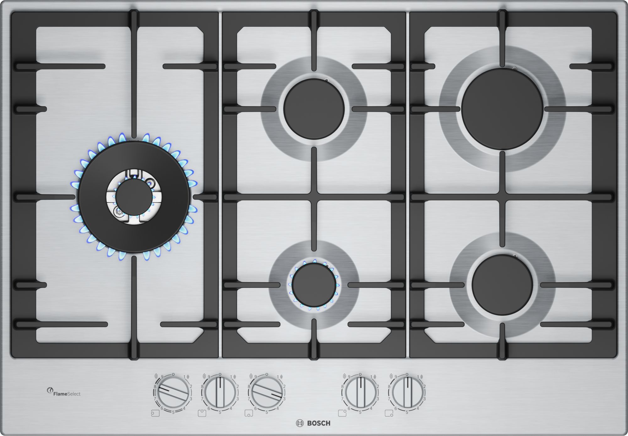 Bosch Serie 6 Pcs7a5i90 Hobs Acero Inoxidable Integrado 75 Cm Encimera De Gas 5 Zona(S) Acero Inoxidable, Leroy Merlin
