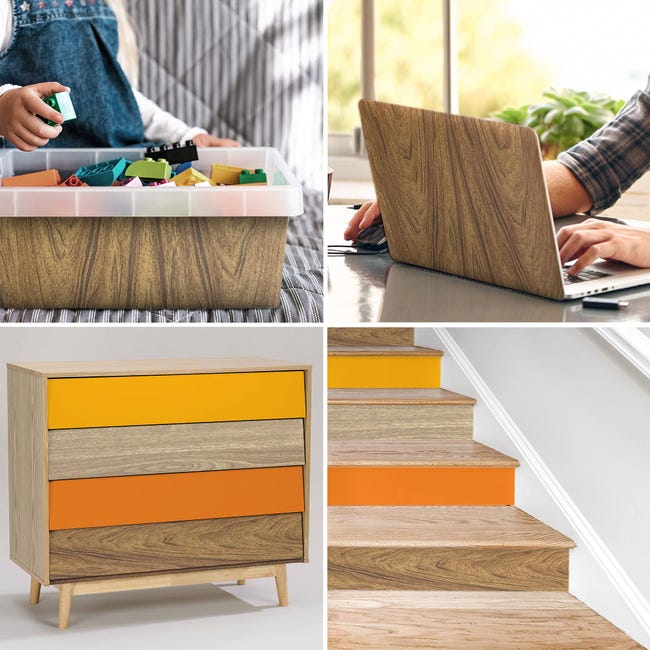 Pellicola Adesiva Effetto Legno Noce - 67.5x200 Cm, Per Mobili E Cucina, Facile Applicazione - Foto 2