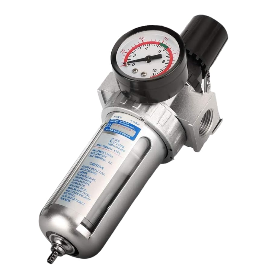 Reduktor ciśnienia powietrza sprężonego 1/2" BSP, regulator ciśnienia powietrza z manometrem, separator wody i filtr powietrza do kompresora