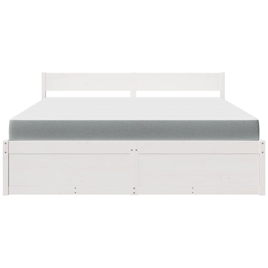 Lit avec tiroirs et matelas blanc 180 x 200 cm bois massif de pin - 4
