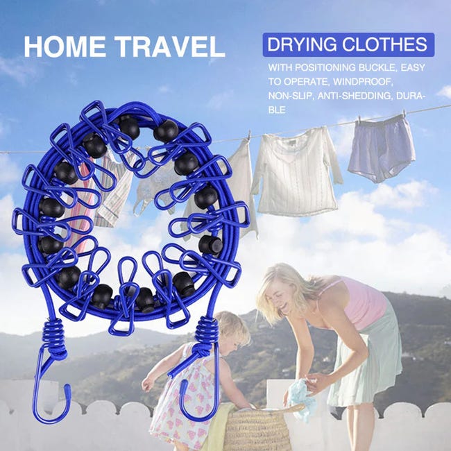 Lot De 3 Cordes à Linge Elargies 4,9m - Coupe-Vent Antidérapant Réglable - Intérieur Extérieur Voyage