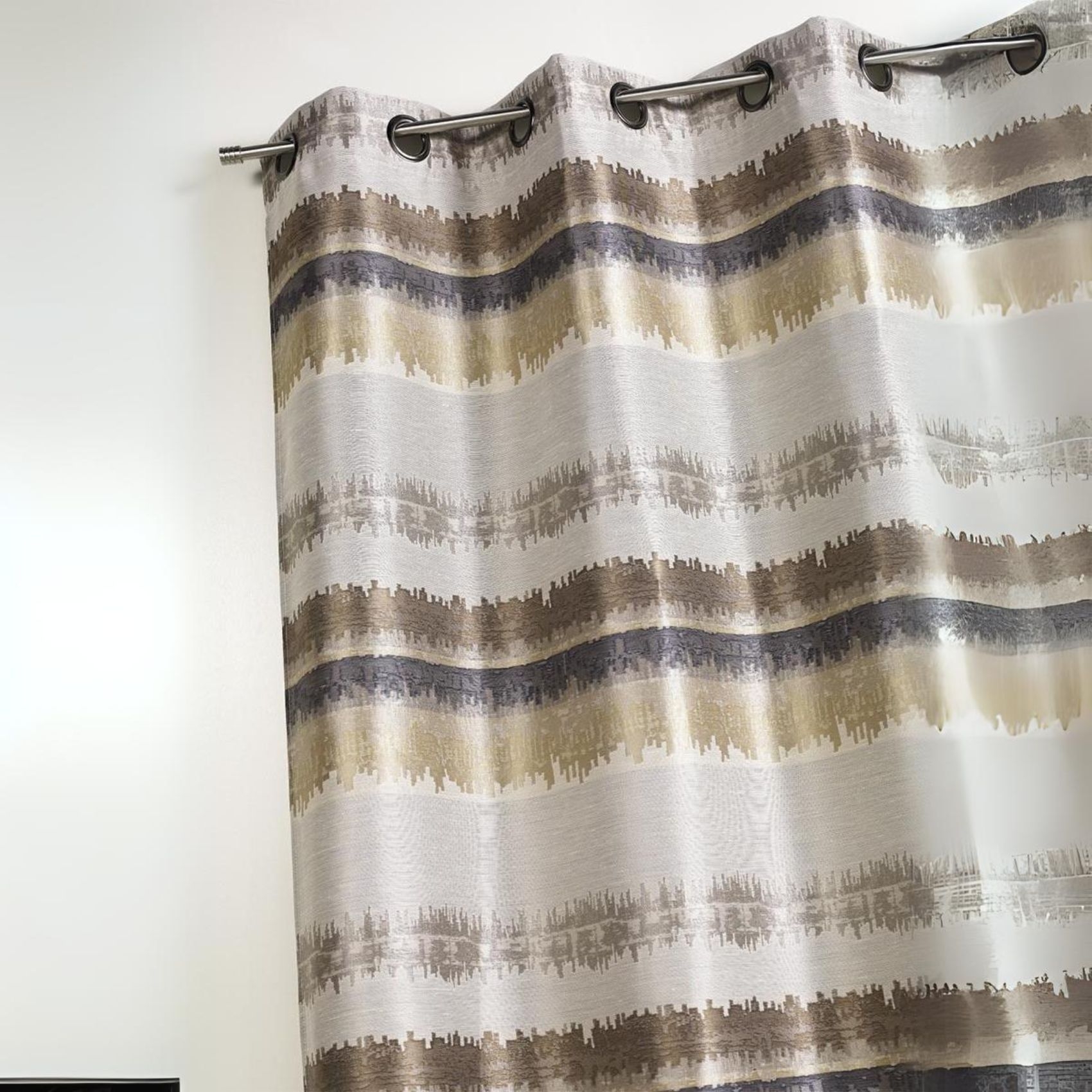 Rideau ethnique en jacquard à rayures horizontales - Naturel - 140x260 ...