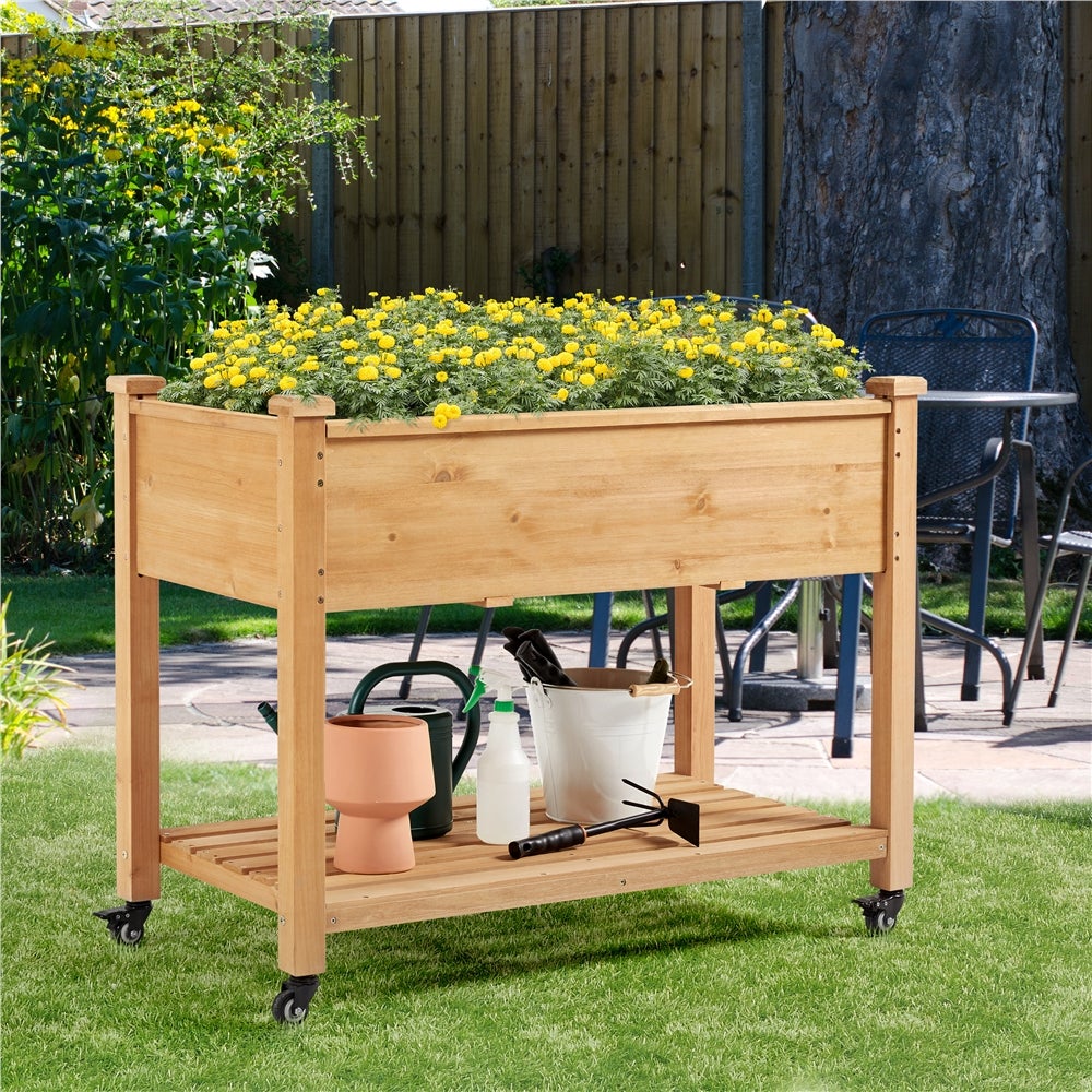 Carré à Plantes en Bois Carré Potager sur Pieds avec roulettes Lit de Jardin Yaheetech - 2
