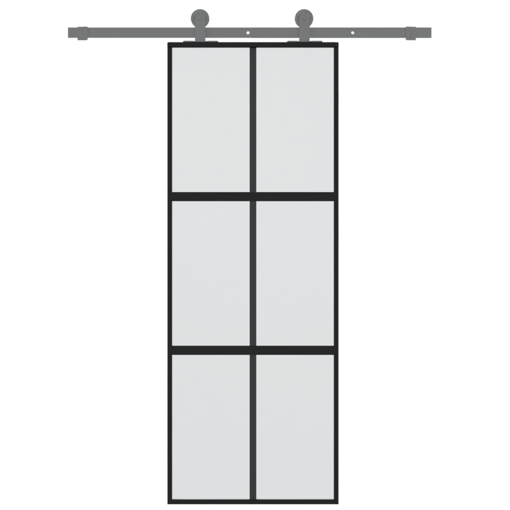 Puerta corredera | Puerta de la cocina vidrio templado y aluminio negra 76x205 cm CFW31204 - 3