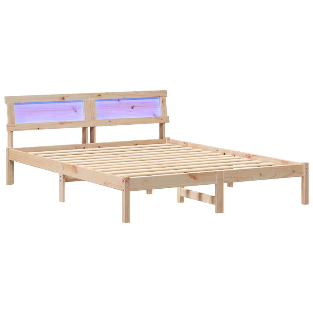 Łóżko Drewniane Brązowe Rama Łóżka Ze Stelażem Sypialnia Pokój 160 x 200 cm