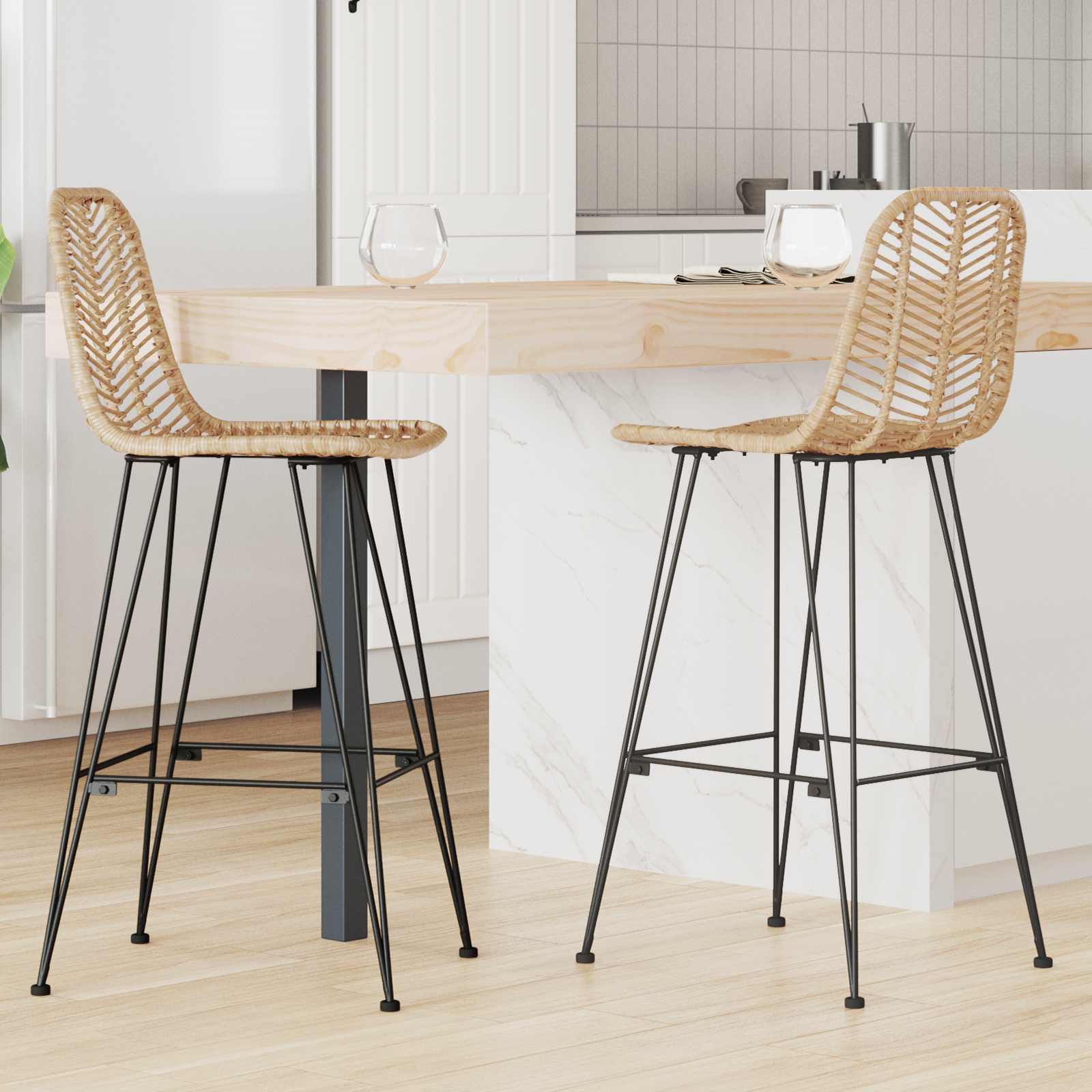 Vidaxl Silla De Bar 2 Pcs 44 X 52 X 111 Cm Ratan E Hierro , Leroy Merlin