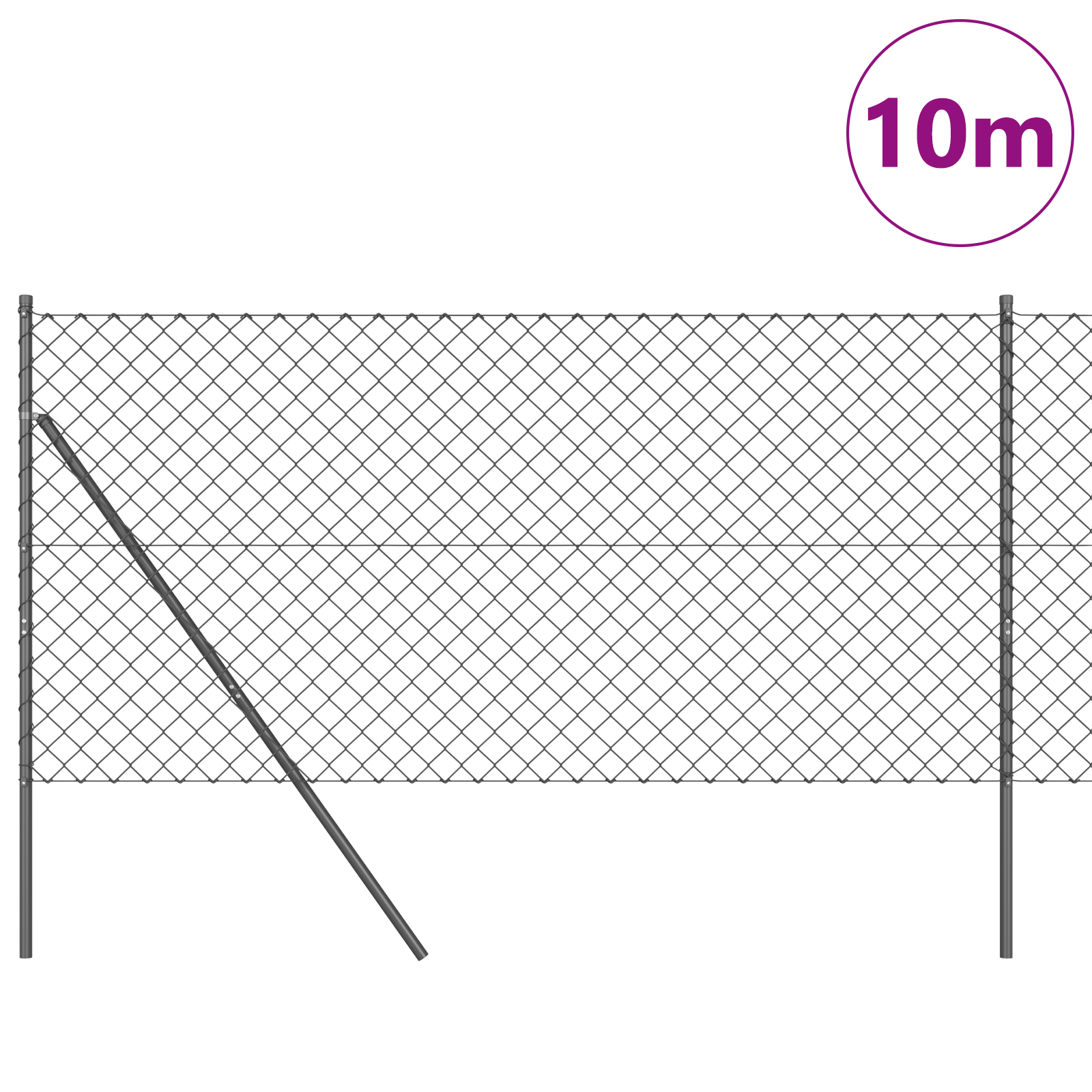 Ogrodzenie spawane do mocowania w gruncie 10 x 1,2 m (S x W) vidaXL