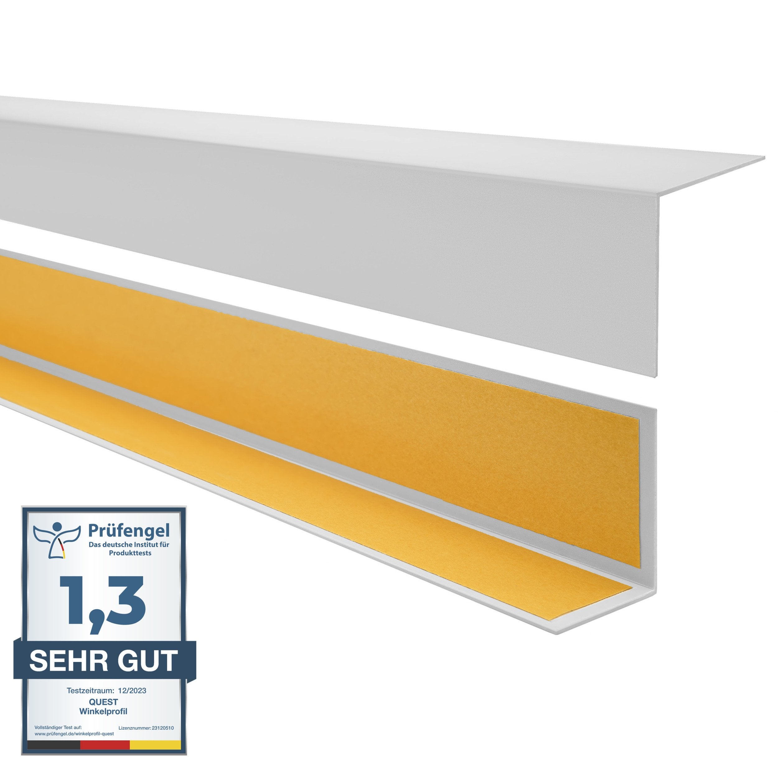 QUEST Cornière PVC Rigide Autoadhésive – Baguette D'Angle De Protection En PVC Dur Pour Mur Et Rebord – Profilé De Coin, 35x35mm, 100cm, Gris