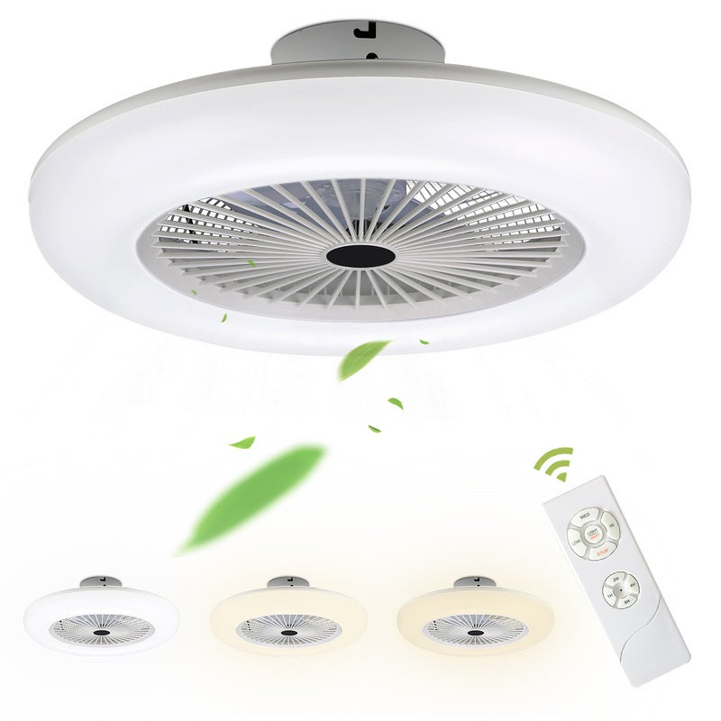 Ventilatore Da Soffitto Con Luce LED - 3 Velocità, 3 Tonalità Luce, Telecomando E Timer (55 Cm, 80W)