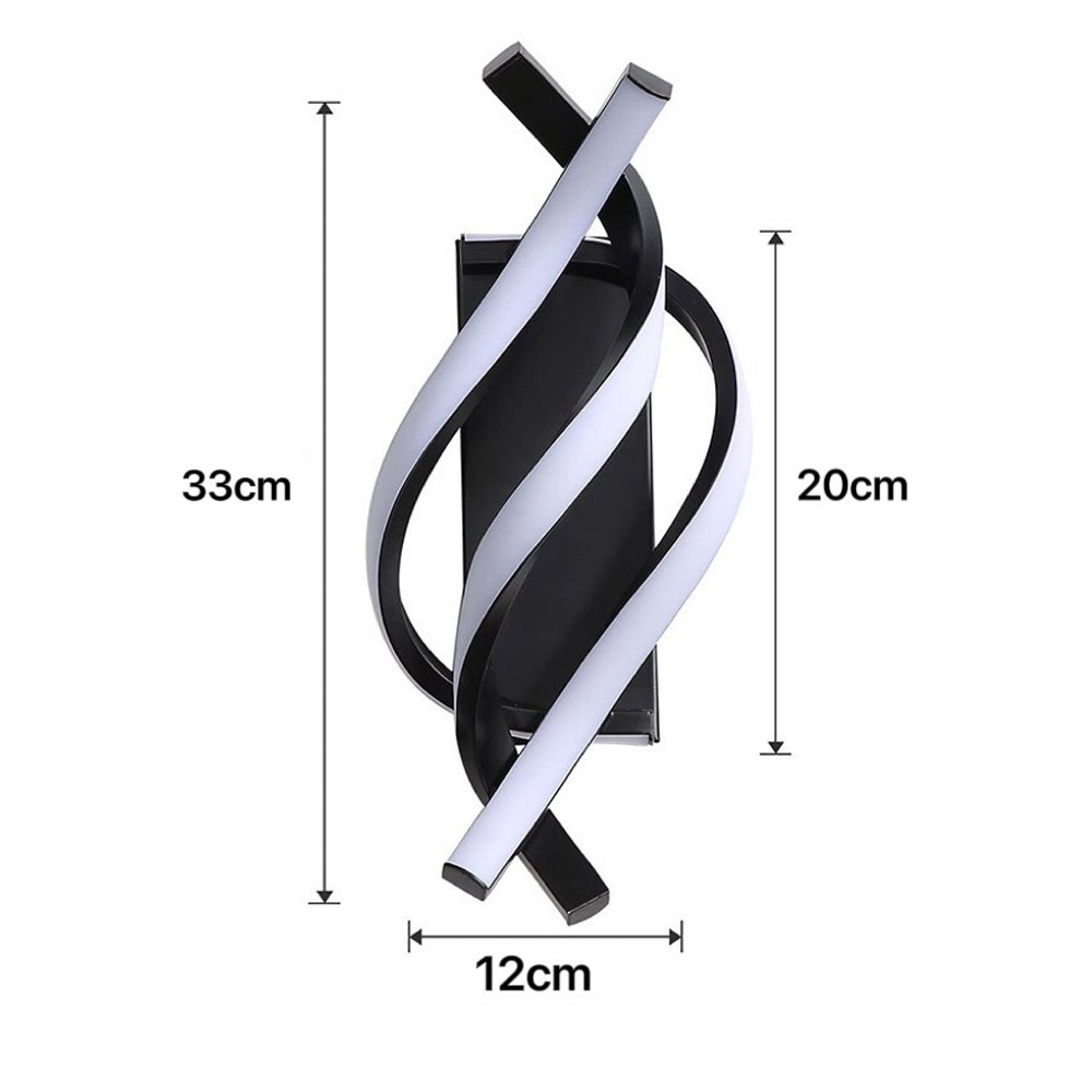 Lampada da Parete Interno, aplikacje da Parete led Moderno, aplikacje Camera da Letto Design Curvo 3000K Luce Bianca Calda, Nero - 6