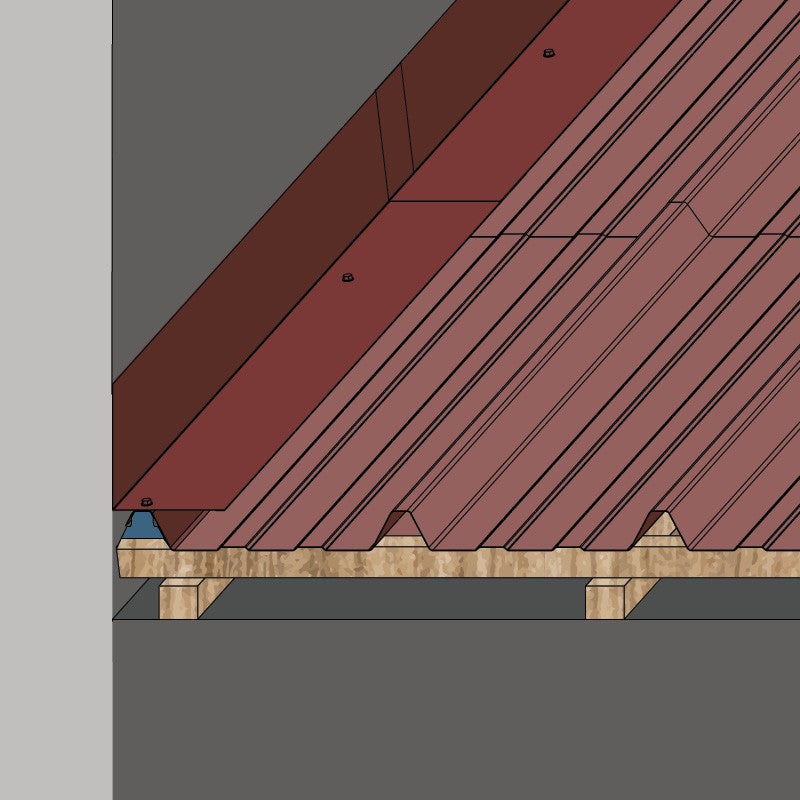 Rive Contre Mur 2100 mm Acier Laqué Rouge Tuile RAL 8012 - 3