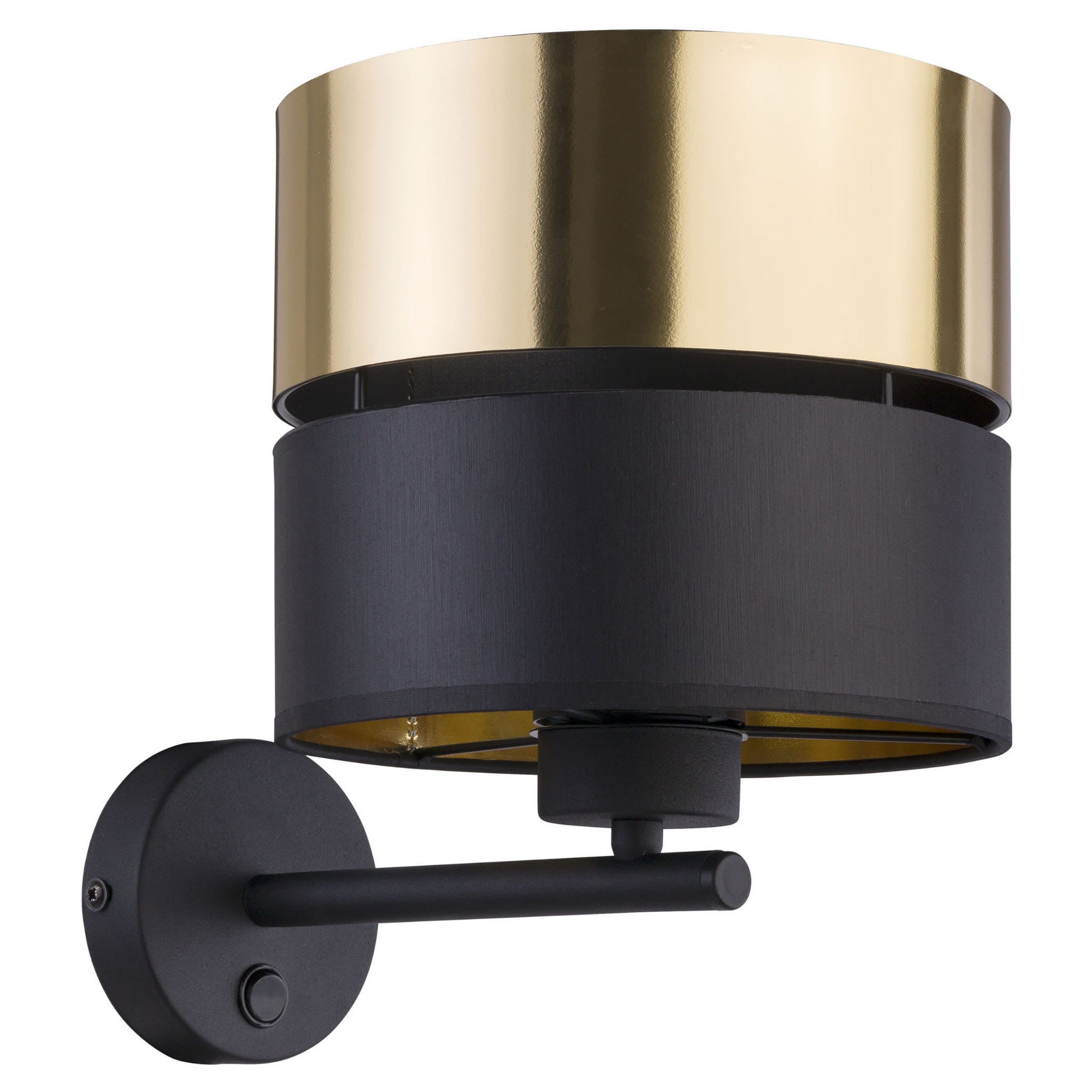 Kinkiet ścienny Hilton czarny-mosiądz-złoty 1xE27x15W wym: 28 x 20 x 28 cm tkanina IP20 TK Lighting