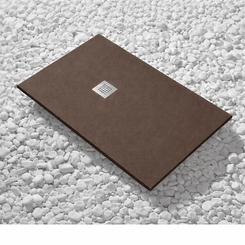 Brodzik Vulcano Line Slim 70x90 cm, kolor czekoladowy, RAL 8017, wykonany z żywicy syntetycznej i proszku marmurowego, - FRASCIO