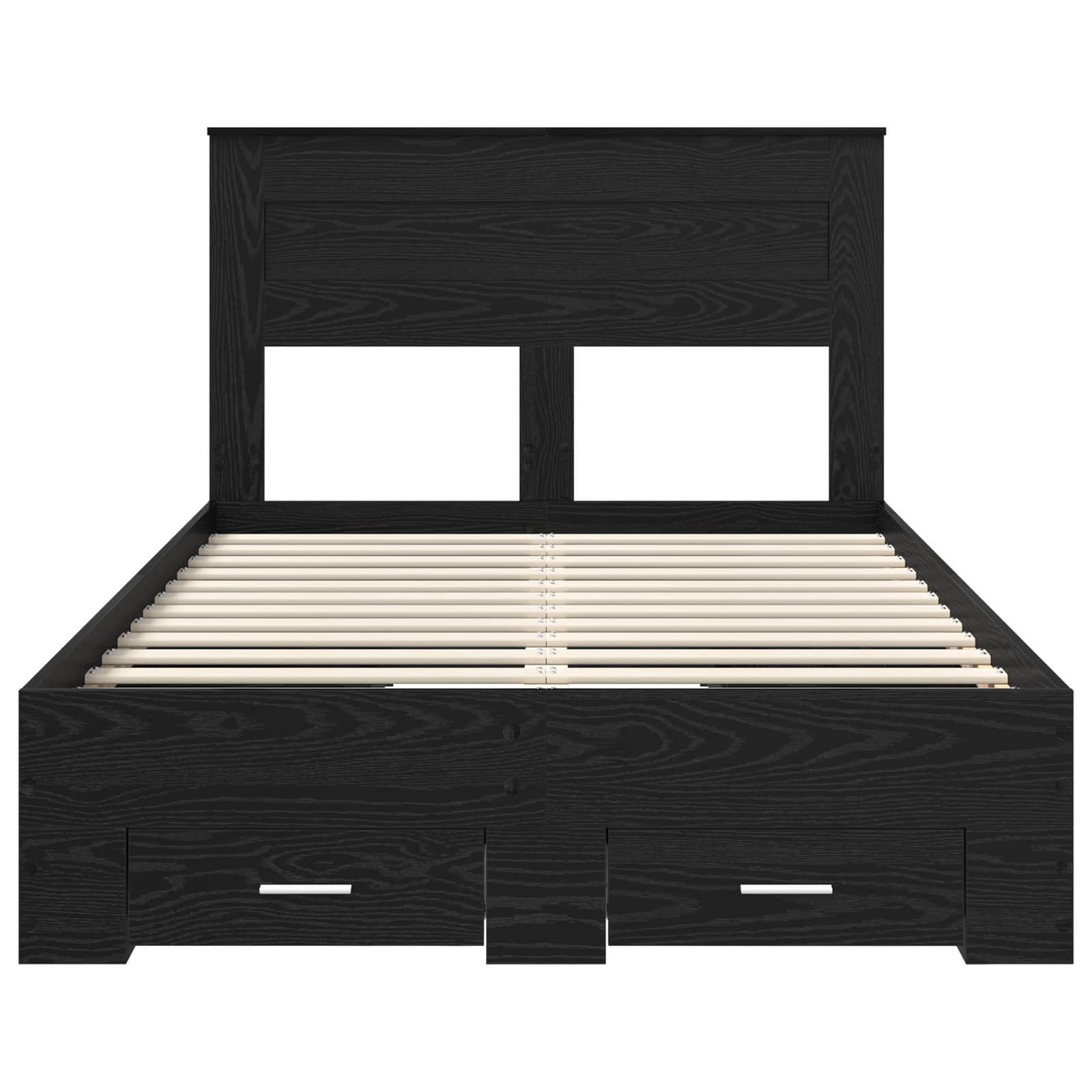 Cadre de lit chêne noir 135 x 190 cm en panneau de bois - 8