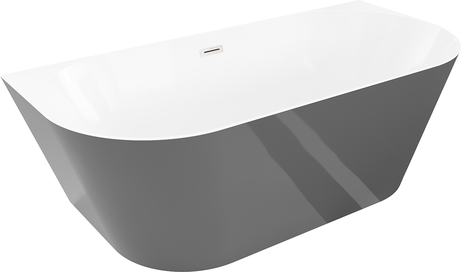 Mexen Oval Sim wanna wolnostojąca przyścienna 170 x 80 cm, biała/szara, przelew nikiel szczotkowany - 52661708062-97