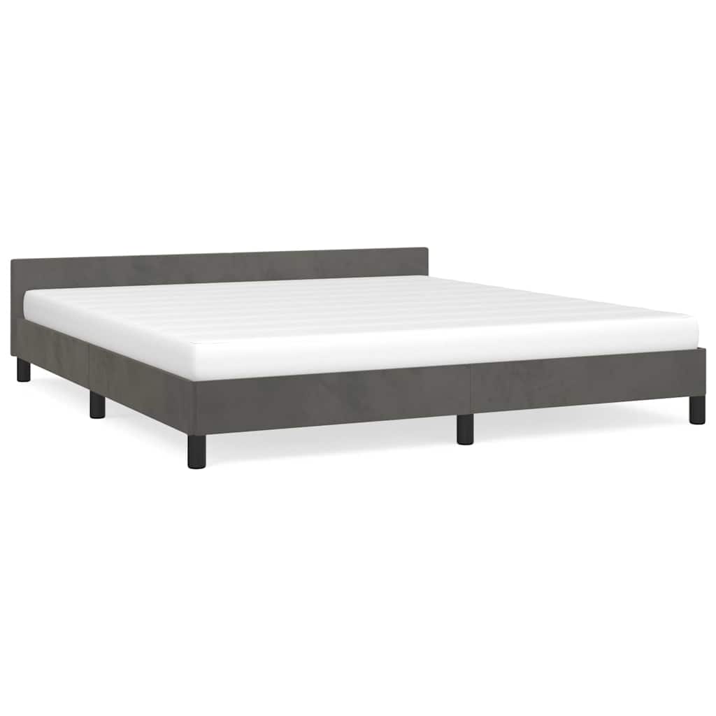 Cadre de lit sans matelas gris foncé 180 x 200 cm velours - 2