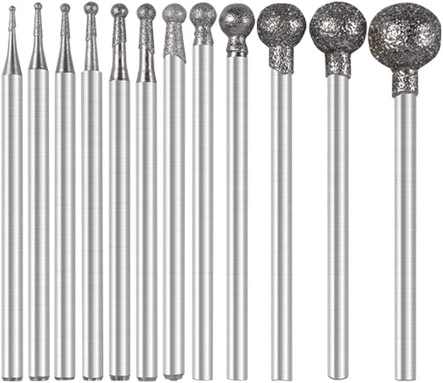 Zestaw 12 wierteł z głowicą kulistą do grawerowania diamentowego, obróbki drewna, grawerowania i wiercenia w metalu, 0,5–8 mm