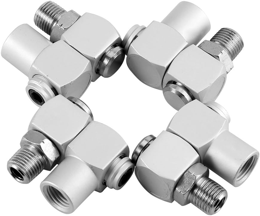 4 Złącza pneumatyczne obrotowe 1/4" – Aluminium 360°, Uniwersalny adapter do narzędzi pneumatycznych