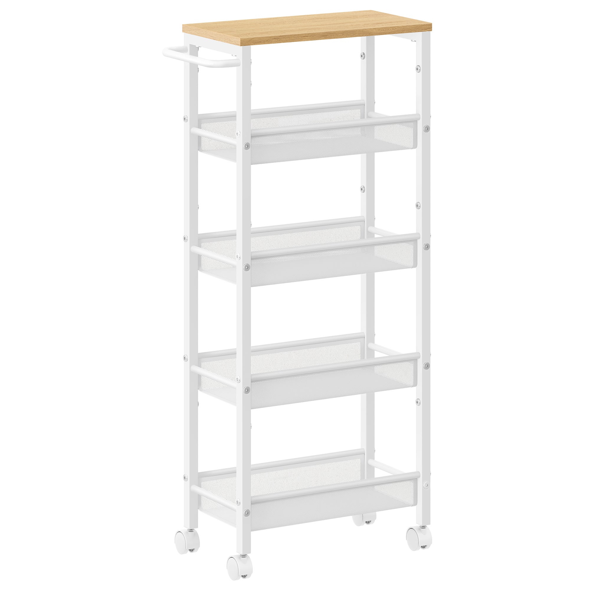Vasagle  Carro De 5 Niveles, Carro Estrecho De Cocina Con Ruedas, 22 X 45,4 X 99,6 Cm, Para Cocina, Baño, Salón, Estudio, Roble Y Beige/Blanco , Leroy Merlin