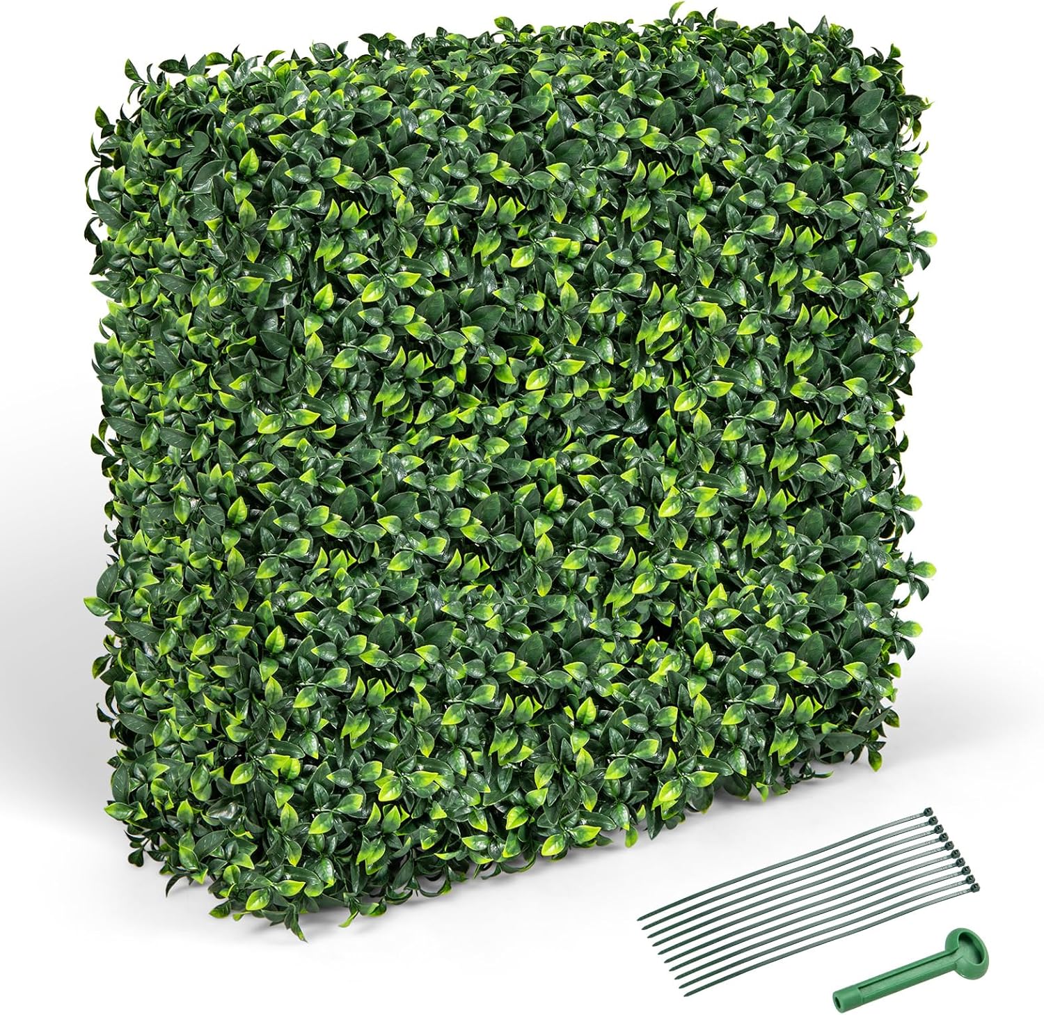 Pannelli Di Edera Artificiale Per Parete – 8 Pezzi Di Bosso Finto 25x25 Cm – Foglie Verdi In PE Per Decorazione Giardino, Balcone E Feste - 4