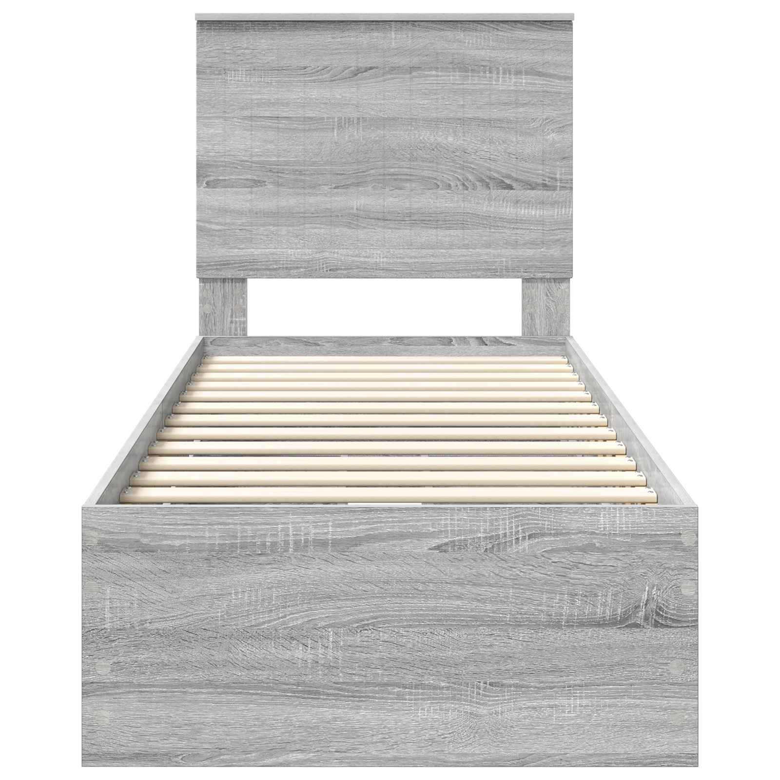 Cadre de lit gris en panneau de bois pour la chambre, 75 × 190 cm - 8