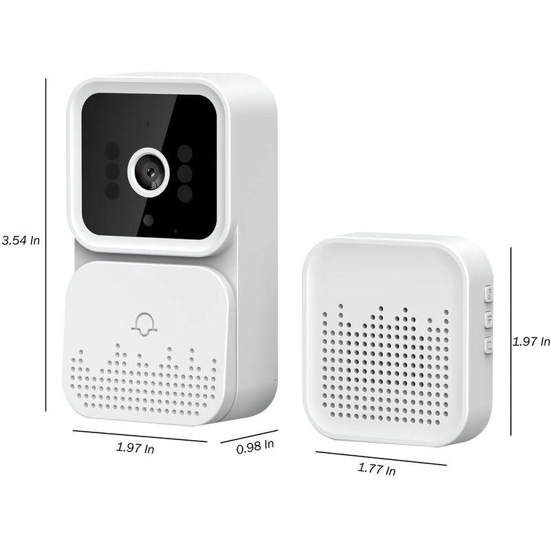 Sonnette video intelligente sans fil a distance interphone visuel intelligent avec vision nocturne HD USB rechargeable WiFi peut faire des appels bid - 2