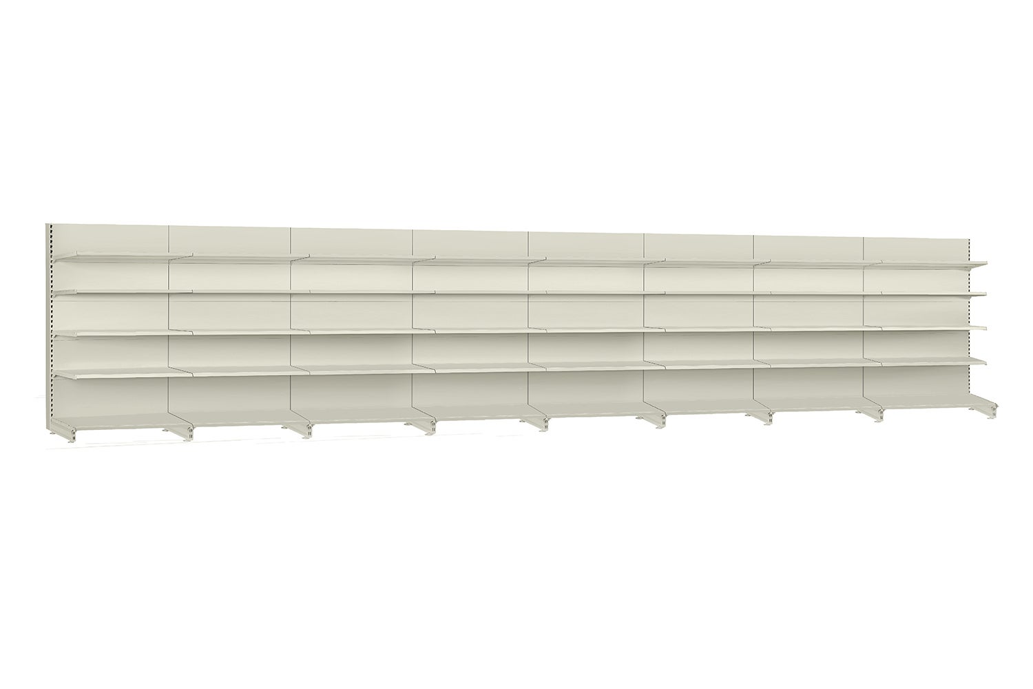 Zestaw 8x Regał przyścienny metalowy sklepowy 125x47x210cm półki 4x37cm komplet wolnostojący kremowy KTD